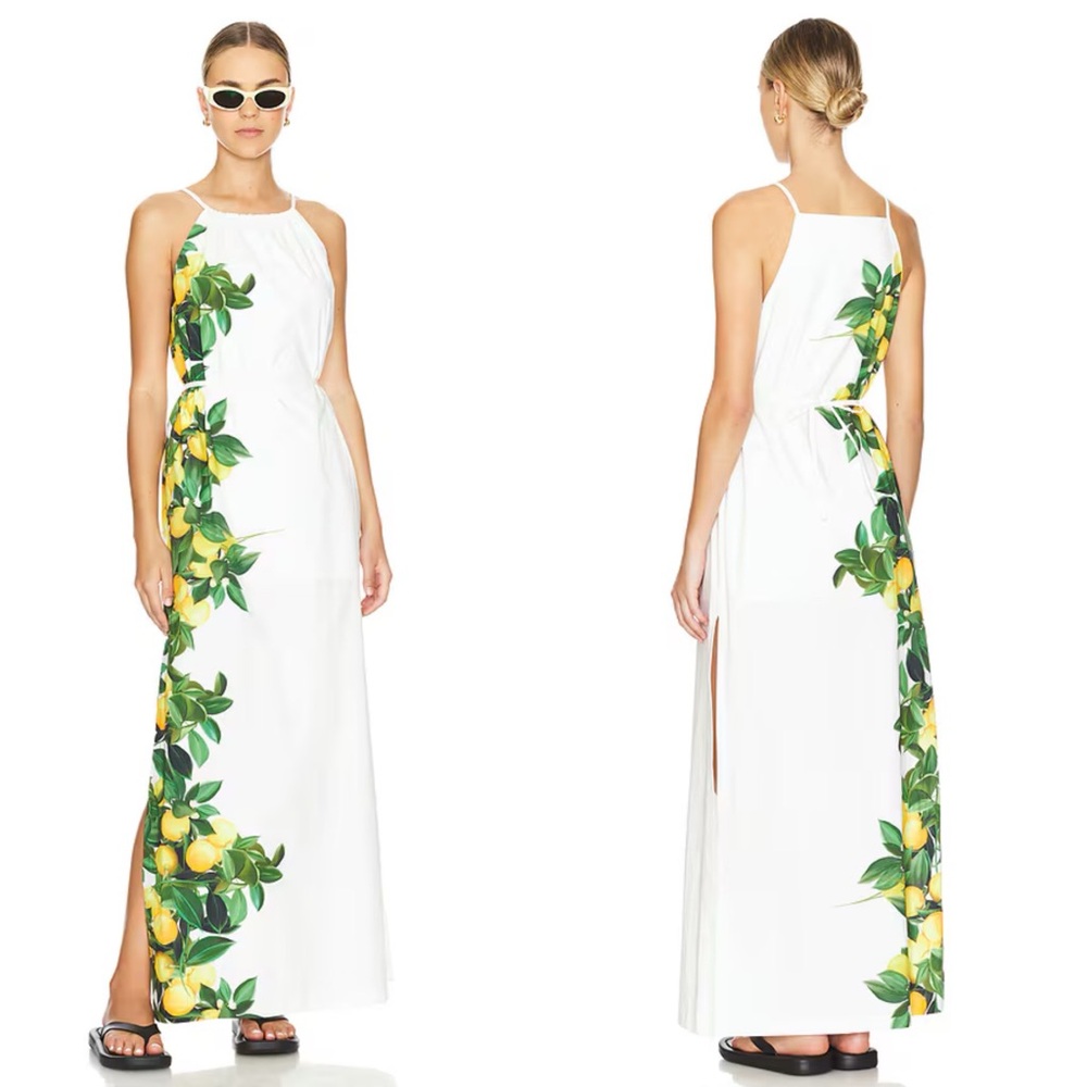 NWT Amanda Uprichard Alicanta Lemon Print Maxi Dress in Lemonhead